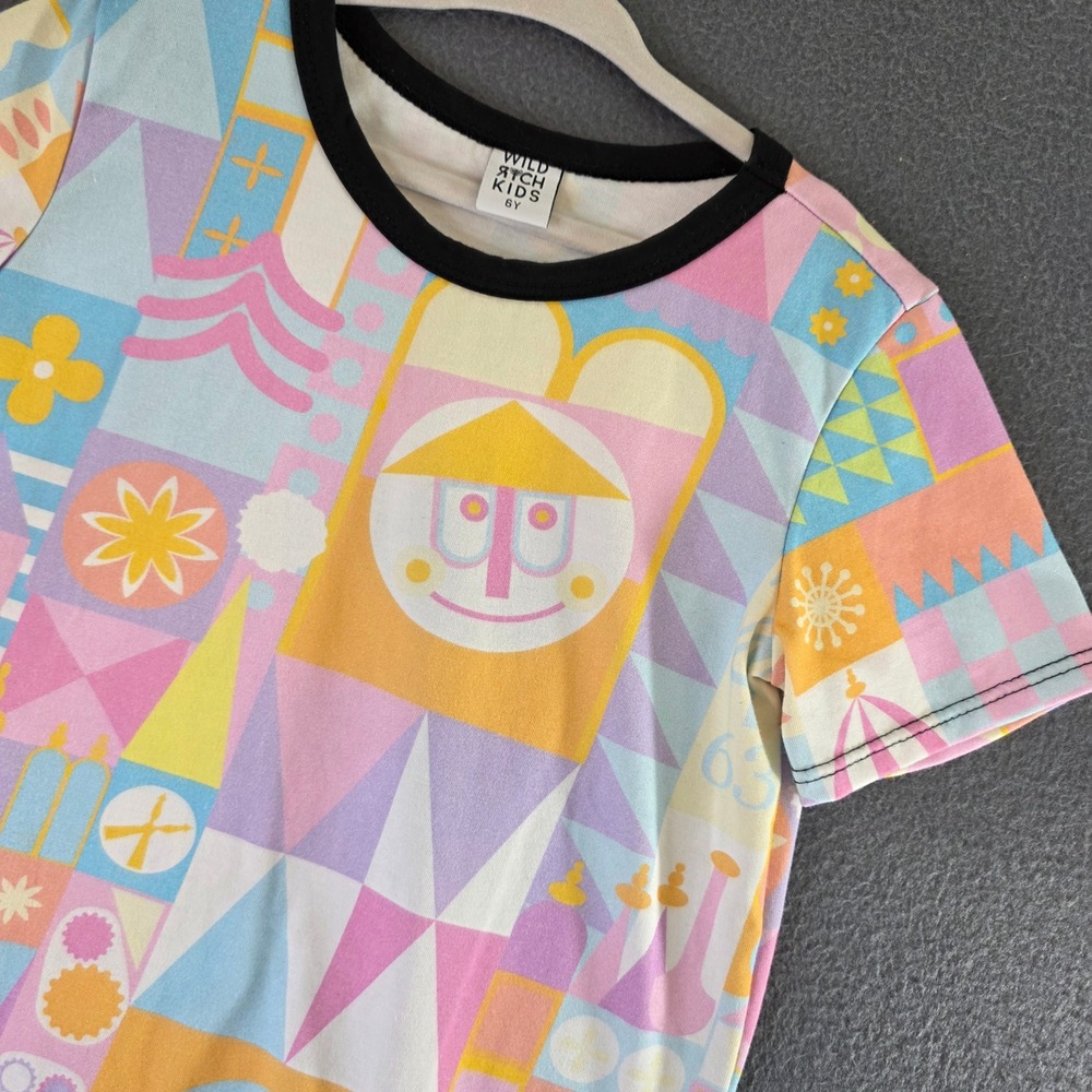 Wild Rich Kids Small World Geometric Graphic T-Shirt 6Y Pastel Colorful Tee